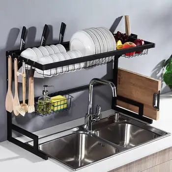 

1PCS Aluminium Alloy Utensils Shelf Dish Rack Kitchen Storage Drainer Drying Plate Durable Sink Supplies Knife Fork Container