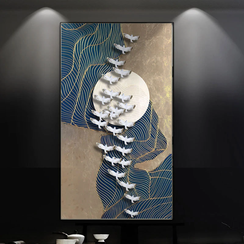 

New Chinese Style Porch Mural 3D Stereo Bird Wall Paper Study Room Background Wallpaper Corridor Aisle Seamless Wall Covering