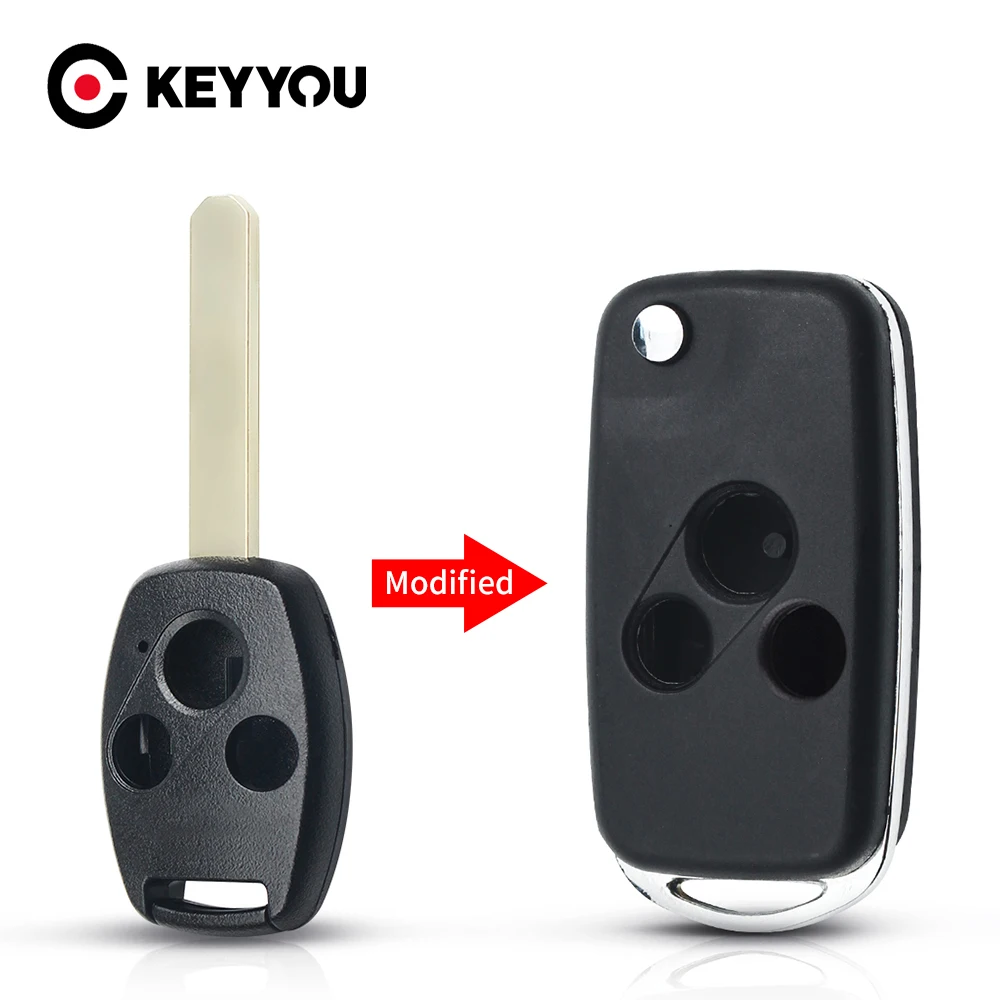 KEYYOU Modified Folding Car Key Cover For Honda Accord CR V Civic Pilot