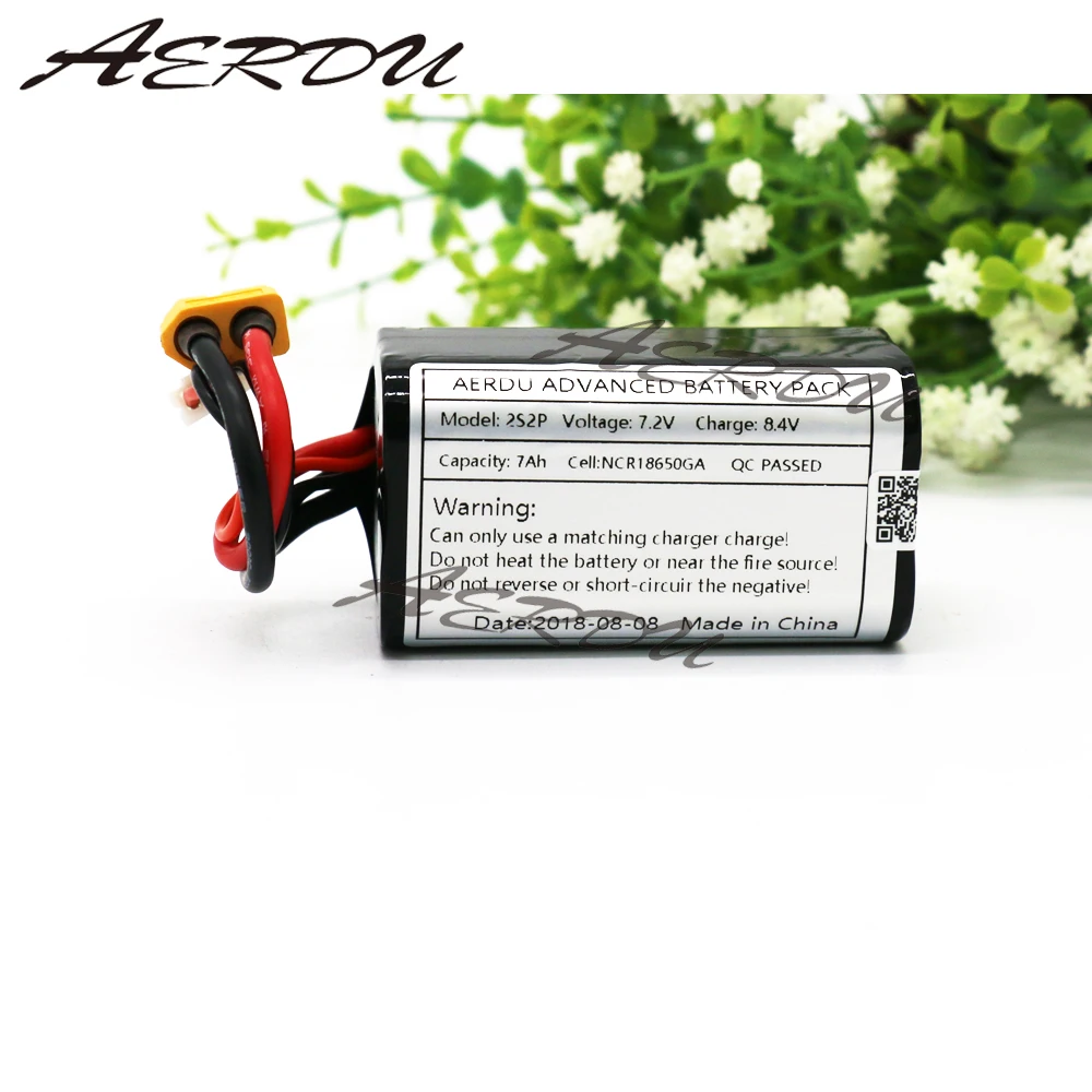 

AERDU 2S2P 7.2V 7Ah 7.4V UAV lithium ion battery pack 8.4V For NCR18650GA NO BMS Drone RC boat car toy etc. high performance 20A