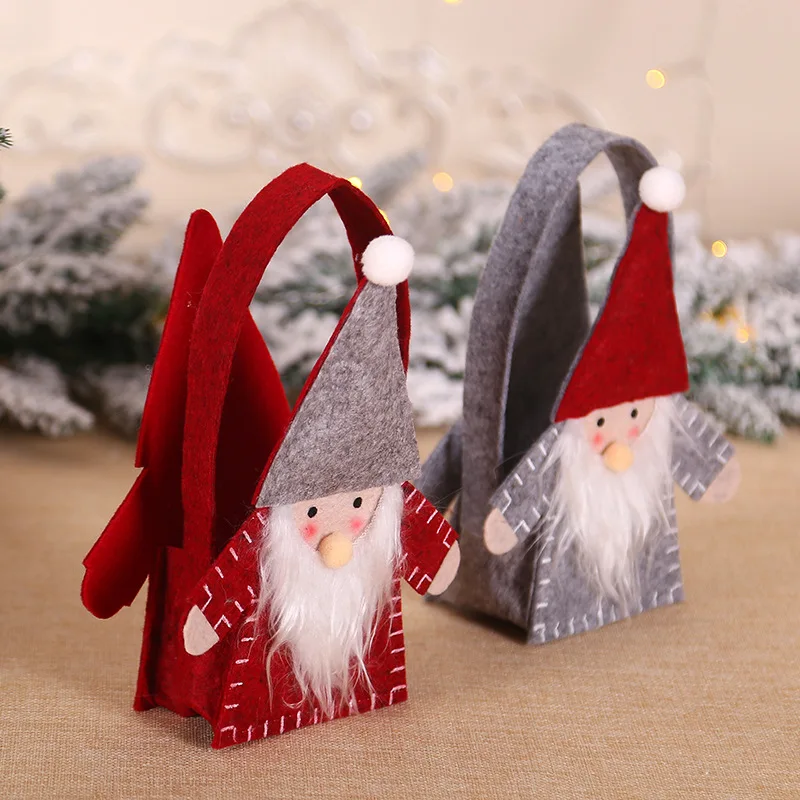 

1PC Merry Christmas Felt Fabric Ornaments Gift Bags New Year 2020 Noel Xmas Tree Packing Bag Candy Bag Santa Claus Decorations