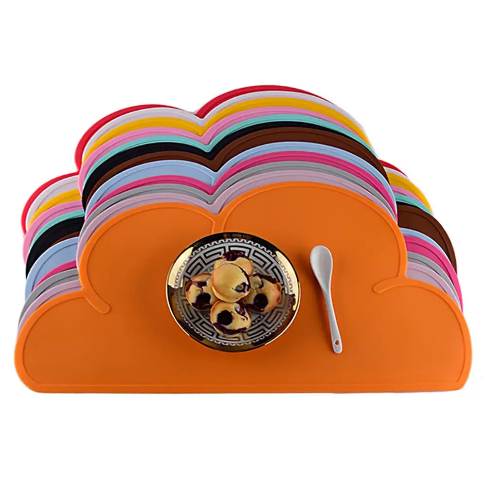 

Mantel de silicona con forma de nube portátil para niños alfombrilla de placa de bebé utensilios de mesa resistentes al calor
