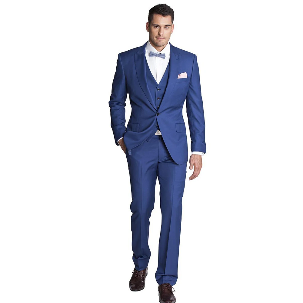 

New Arrival One Button Groomsmen Peak Lapel Groom Tuxedos Men Suits Wedding Best Man 3 pieces Blazer ( Jacket+Pants+Vest+Tie)