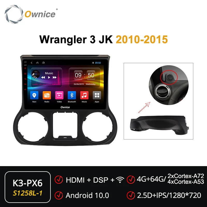 Ownice 6G + 128G 4G LTE 8-ядерный Android SPDIF DSP Автомобильный плеер радио мультимедиа для Jeep