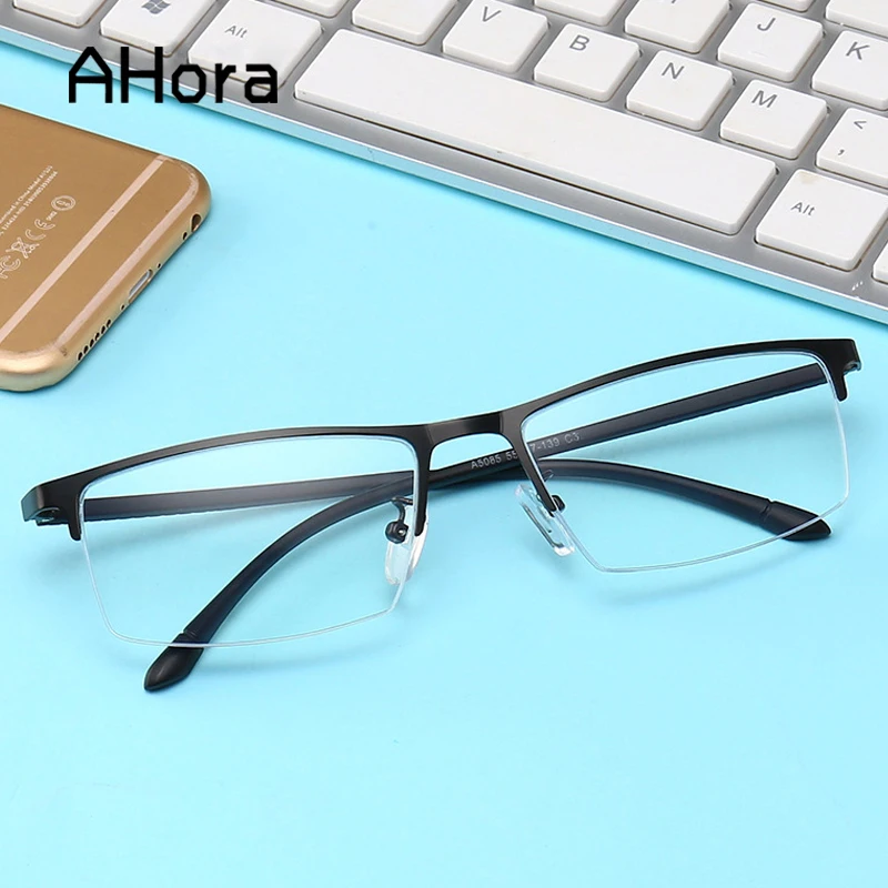 

Ahora Metal Half Frame Business Reading Glasses Men Anti Blue Light Fatigue Presbyopia Eyewear Eyeglasses +1.0 1.5 2.0 2.5 3.0 4