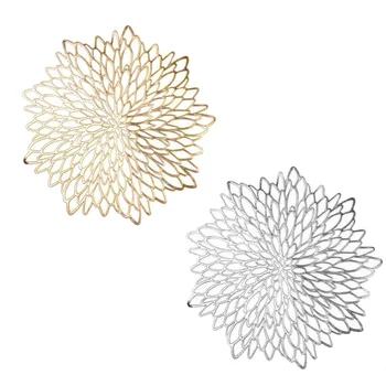 

10 Bronzing Heat-Insulated Placemat Light Luxury Hollow Table Decoration Coaster Tray Mat