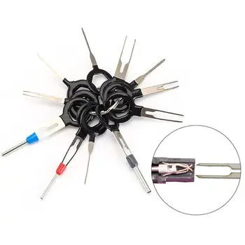 

11Pcs Auto Car Plug Circuit Board Wire Harness Terminal Extraction Pick Connector Crimp Pin Back Needle Remove Tool Accessories