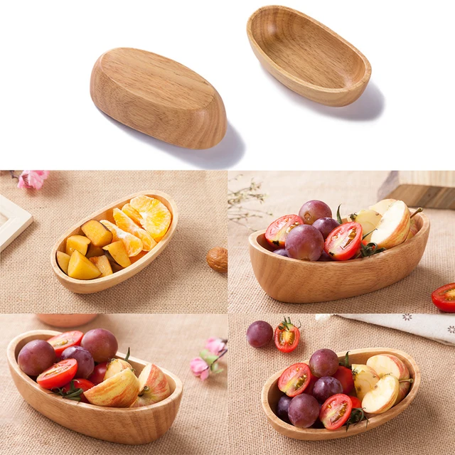 Snack Ornament Home Party Serving Tray Key Fruit Decorative Wooden Candy Bowl Boat Shaped Dessert Dish Large Bakery Salad 5