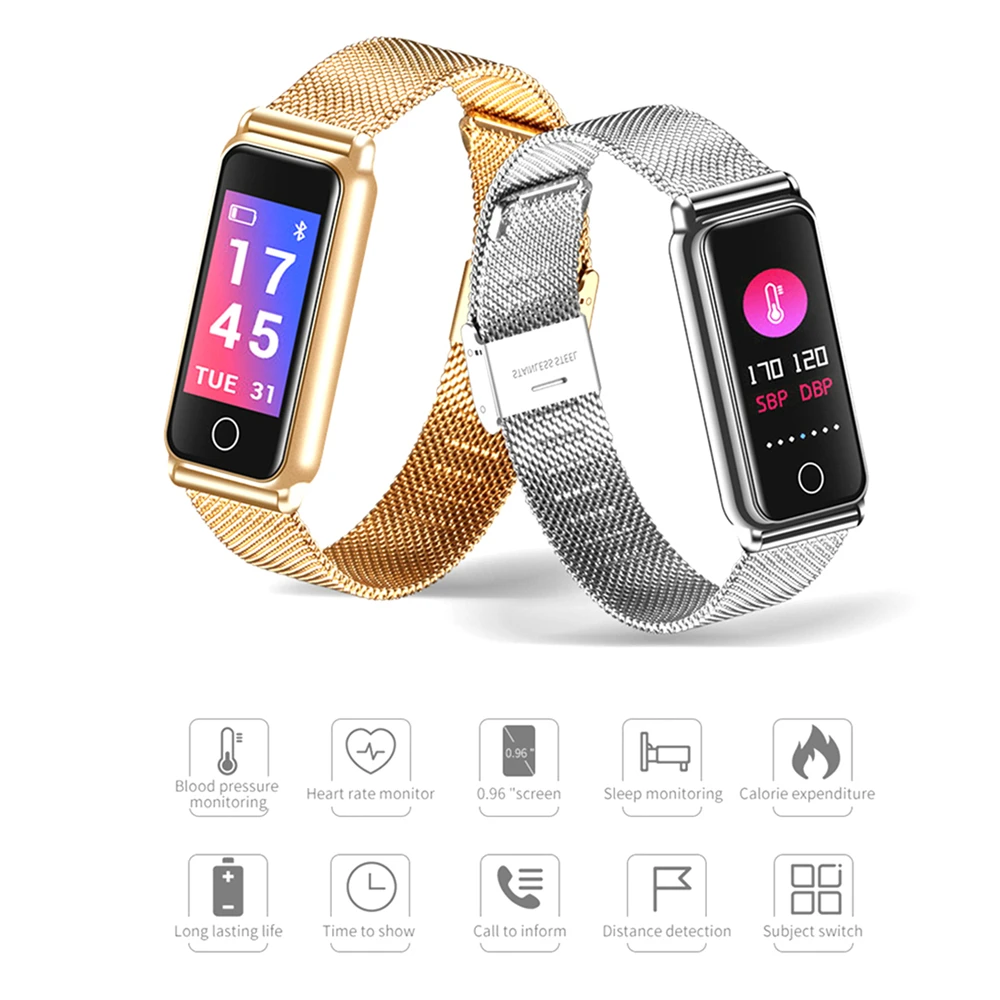 

Waterproof Smart Bracelet Heart Rate SPO2 Blood Pressure Sleep Monitor Bluetooth Smart Watch Monitor Women Sport Watch