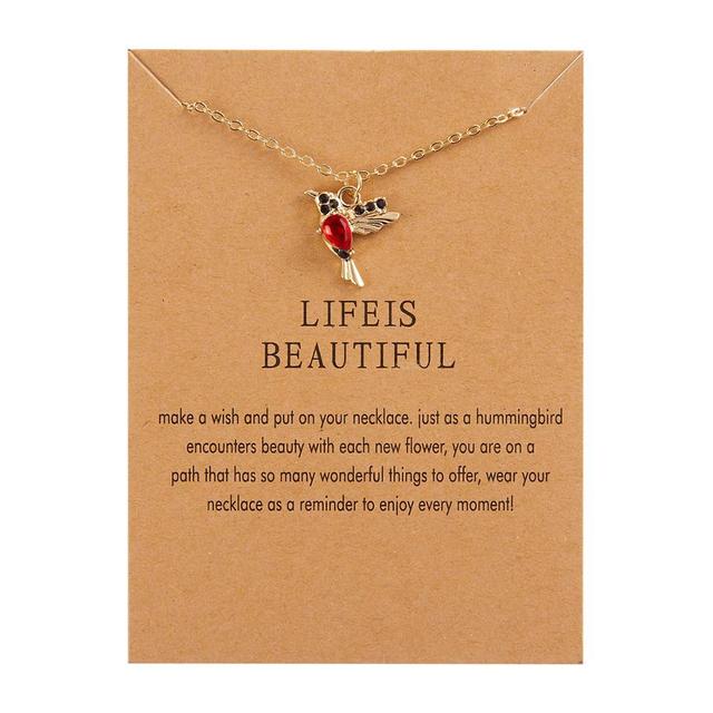 Chain Necklace Bird Pendant Rhinestone Hummingbird Charm Necklaces Ladies Jewelry Design 2 Colors Wedding Bijoux Gift