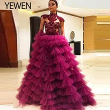 Шикарные платья для выпускного вечера, прозрачный халат de soiree, длинное вечернее платье, Многоуровневая скромная аппликация, вечерние платья, официальное платье YeWen