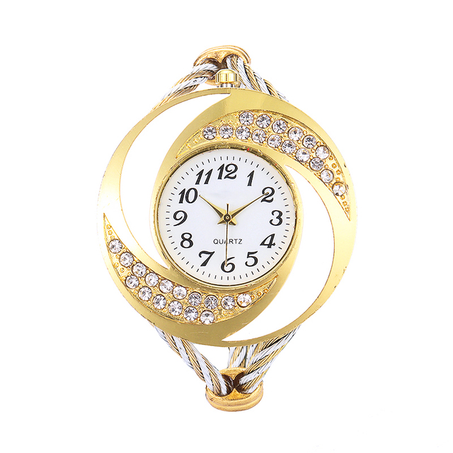 Bracelet Quartz Watch Fashion Rhinestone Mini Arabic Numerals Dial Wristwatch Steel Wire Round Bangle Cuff Watch Lady Gift
