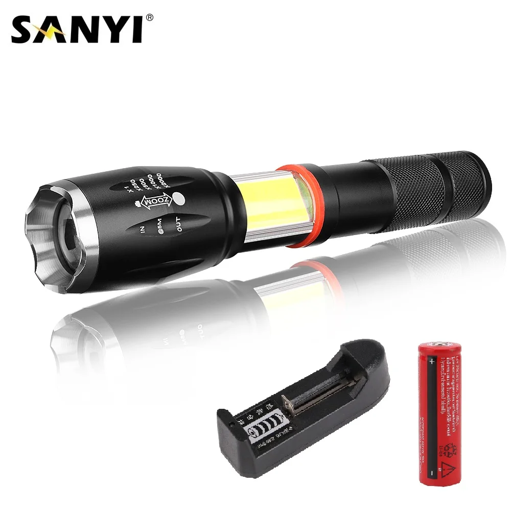 LED Flashlight T6 COB Waterproof Handheld Torch Zoom Focus Lamp Magnetic Work Light for Emergency Lighting By AAA/18650 Battery