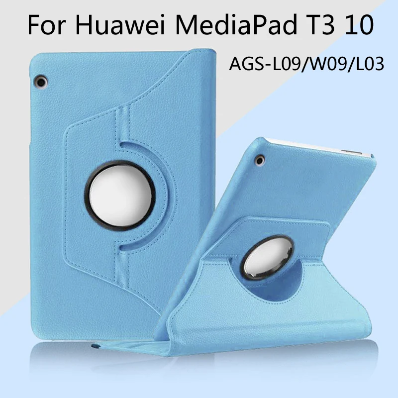 360 градусов вращающийся кожаный чехол для huawei MediaPad T3 10 AGS-L03 AGS-L09 AGS-W09 9,6 дюймов планшет