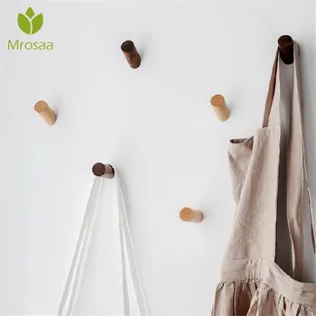 

Clothes Hanger Coat Hook Decorative Multifunction Wall Mounted Bathroom Accessories Portable Key Holder Solid Wood Hook