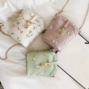

Fashion Handbags New Bucket Bag Solid Color Embroidery Chain Wild Bag Shoulder Messenger Bag Messenger Bag