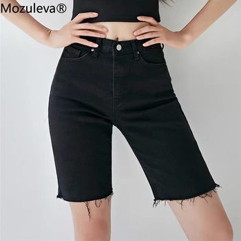 

Mozuleva 2020 Summer New Casual Stretch High Waist Black Denim Shorts Women Pockets Slim Half-length Shorts Jeans for Women