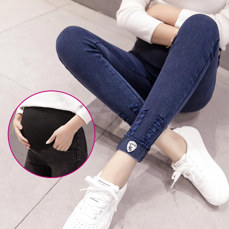 Stretch Denim Jeans For Pregnant Women Trousers Nursing Maternity Clothes Elastic Waist Pregnancy Pants Spring Maternity Clothes