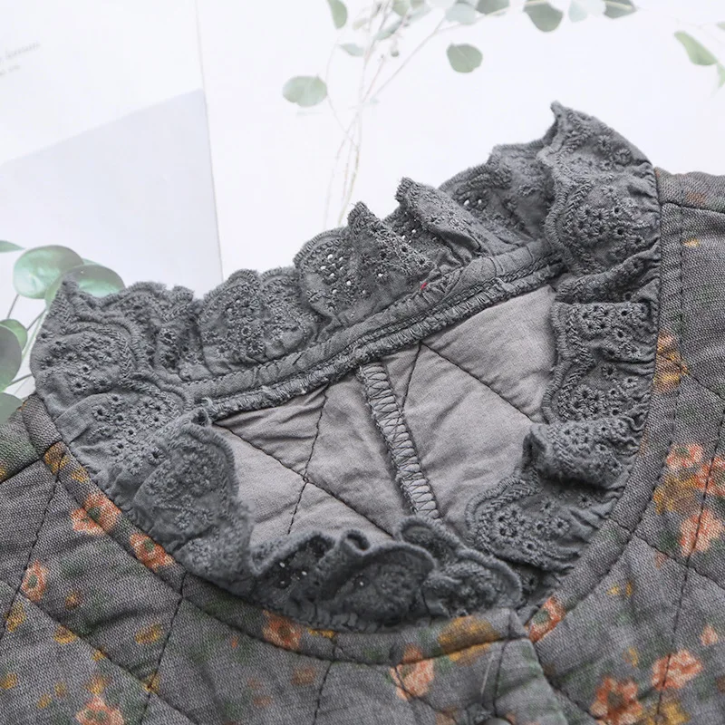 Johnature пальто с принтом, однобортная парка, женская одежда, новинка, зимнее повседневное свободное винтажное Женское пальто с длинным рукавом