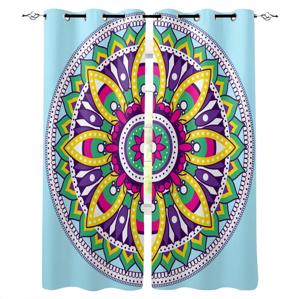 Kitchen Curtains Mandala Colorful Flower Bedroom Home Item Window Curtain for Living Room | Дом и сад