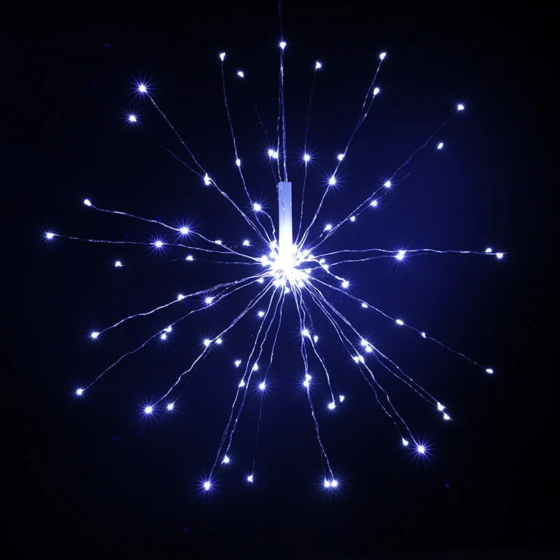 Белый Remote Control Hanging Starburst String Lights 100-200leds DIY Firework Copper Fairy Garland Outdoor Christmas Decoration - Испускаемый цвет: Белый