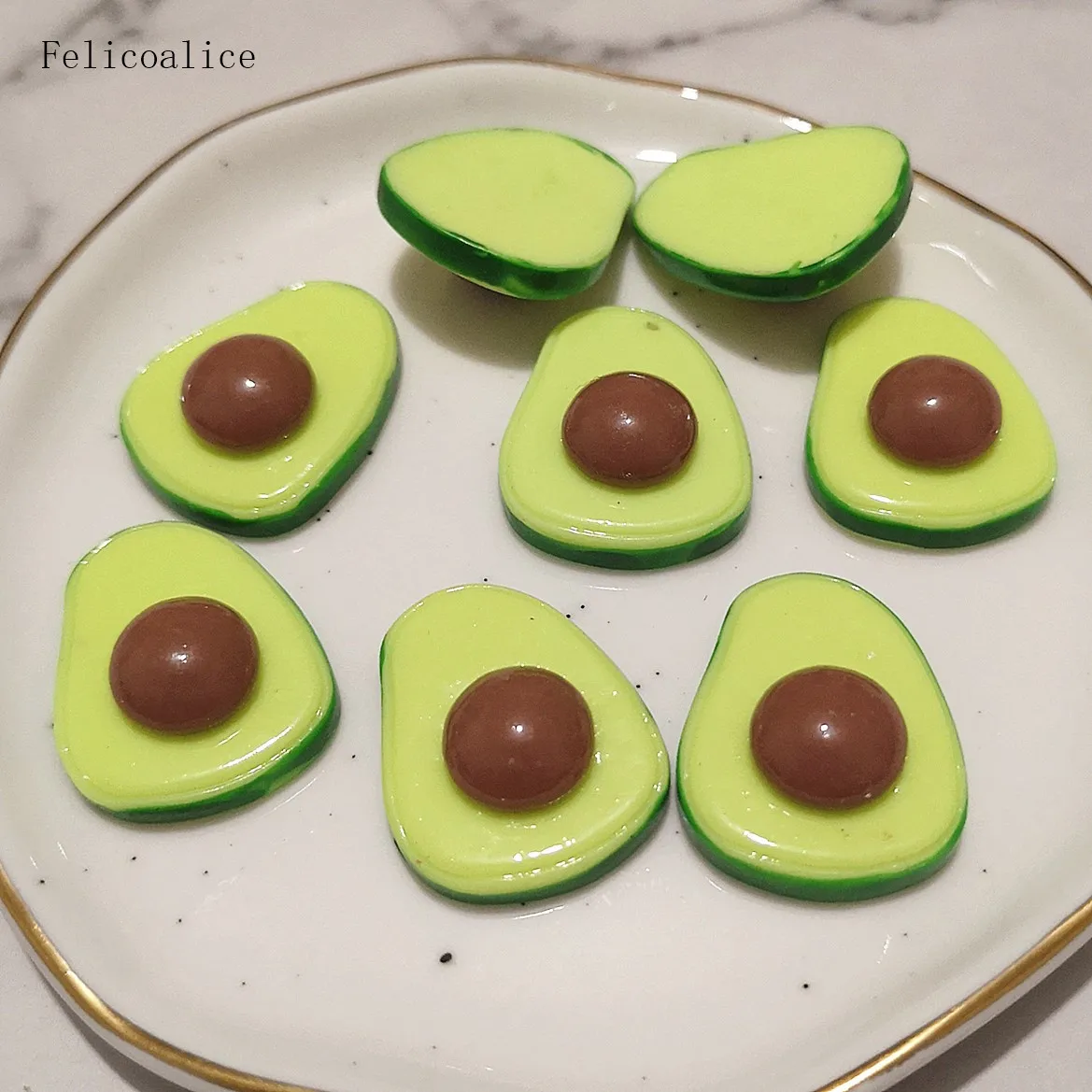 10 Stück Harz süße gemischte Mini Avocado Flatback Cabochon Scrapbooking Haarschleife Zentrum Verzierungen DIY Zubehör – Detail 10