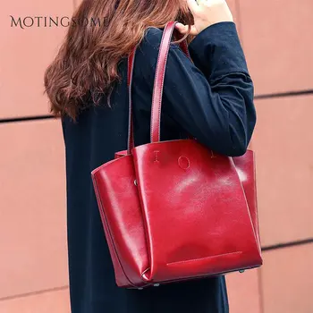 

Soft Genuine Leather Bucket Bag Simple Style Women 100% Real Natural Leather Bag Shoulder Large Shopper Bags Brown Red 2020 New