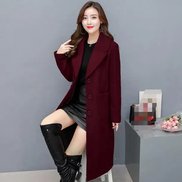 Green Plus Size Winter Coat Women Long Wool Blends Coats Woolen Jacket Poncho Autumn Cashmere Outerwear DF626 | Женская одежда