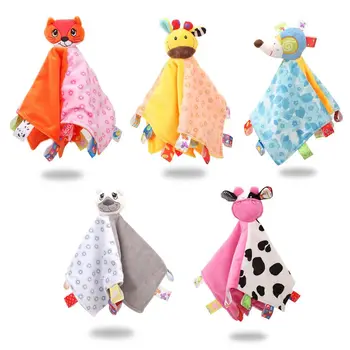 

Newborn Appease Towel with Rattle Comforter Baby Soothing Handkerchief Blanket Sleep Soothe Toys