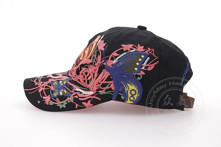 Butterfly flower Embroidery cotton baseball cap Folk-custom Visors baseball cap women gorra mujer