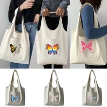 Shopping Bags Women‘s Canvas Bag Tote Bag Commuter Printed Cartoon Sexy Animation Butterfly Portable One-shoulder Shopper Bag