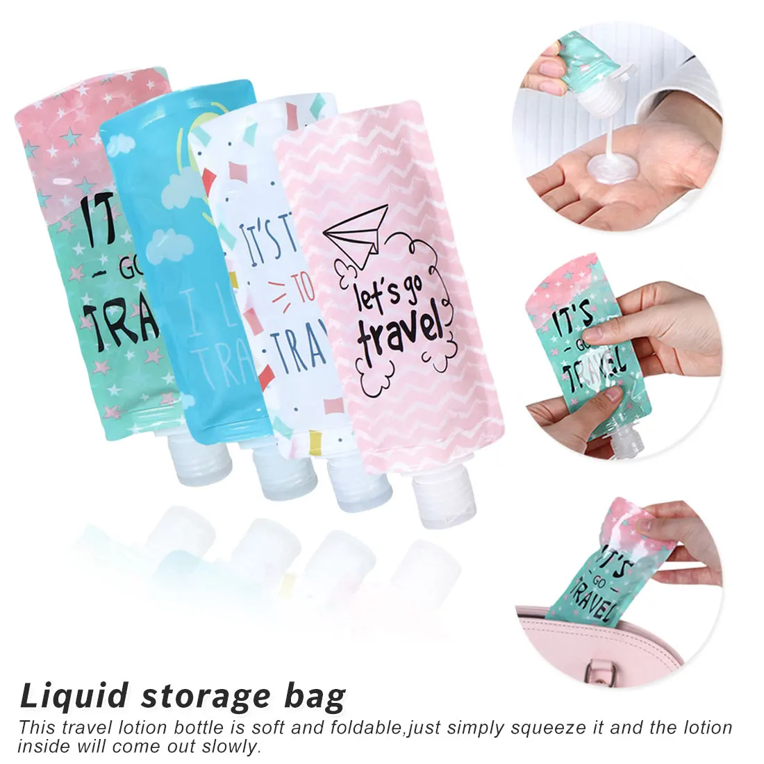 

100ml travel Liquid soap bottle Cosmetic filling pvc bag, portable Packing bag Shampoo/Makeup fluid sub bottle packaging bottle