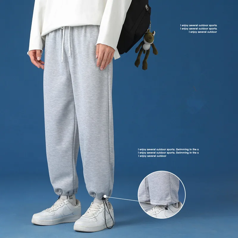 

Trendy All-match Sweatpants Loose Casual Sprot Pants Student Tie-pants Nine-point Pants Trousers