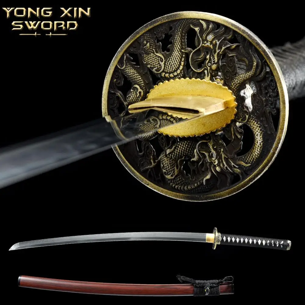 

Beautiful T10 Carbon Steel Clay Tempered No-Hi Blade Razor Sharp Japanese Samurai Katana Sword