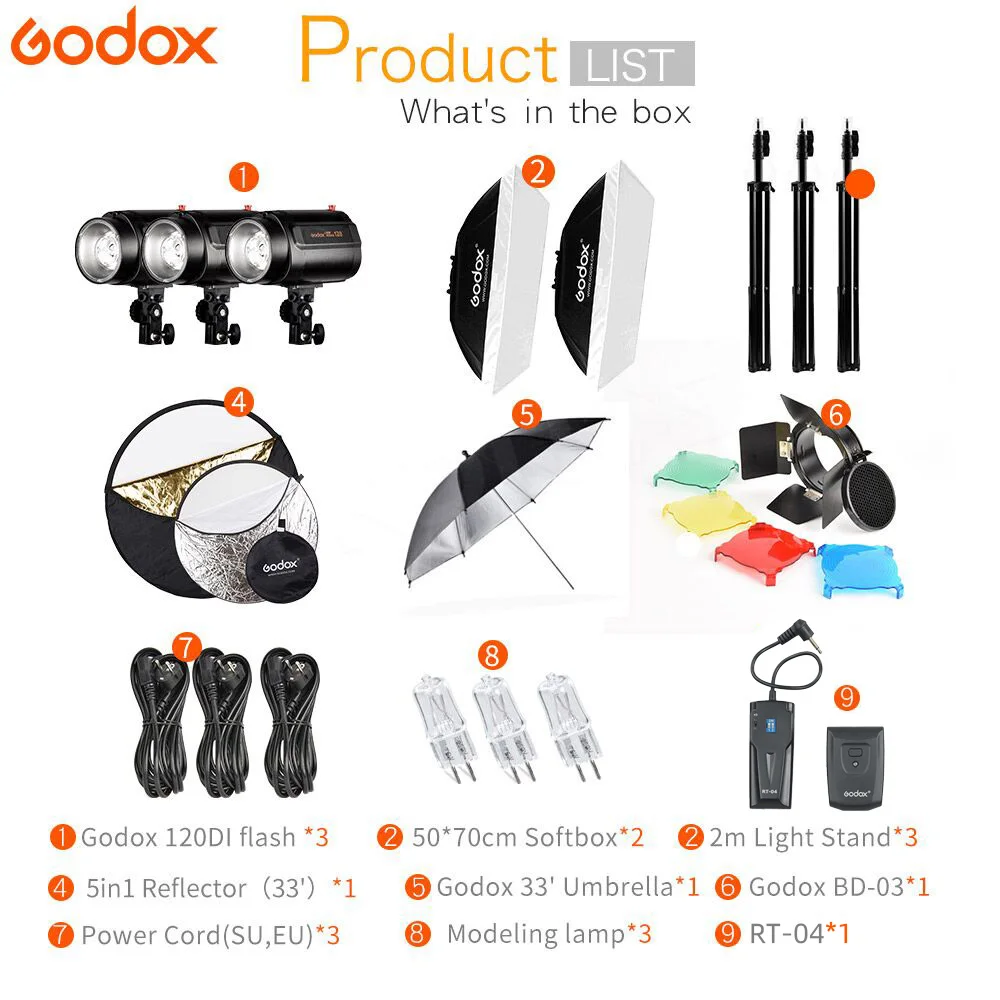 NEWEST 120DI 360Ws GODOX 3*120Ws Pro Photography