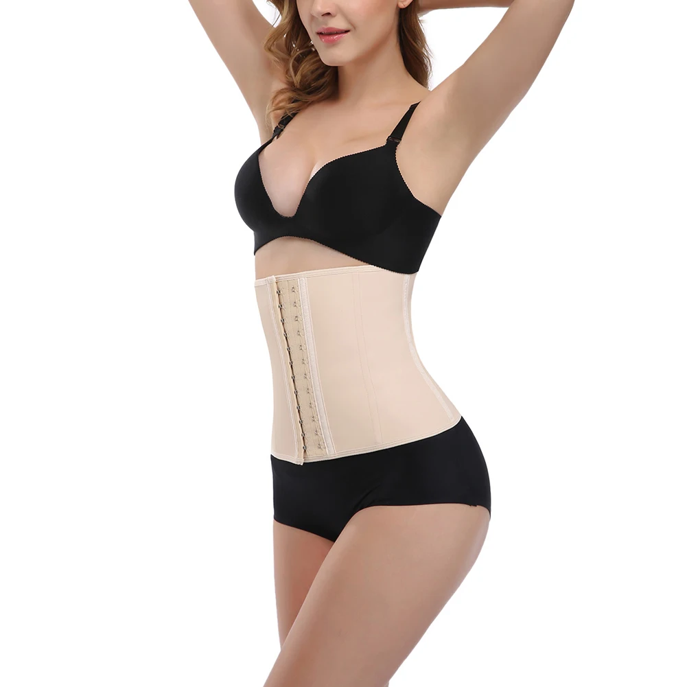 Women Rubber Latex Waist Trainer Corset Body Shaper Slimming Belt Waist Cincher2 layer 9 Steel Bones Shapewear