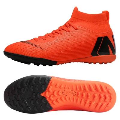 New Soccer Shoes Men High Top Training Ankle AG/TF Sole Outdoor Cleats Sport Shoes Spike Women Crampon Football Turf Boots Mens - Цвет: see chart