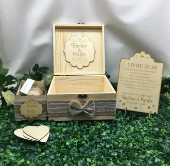 

personalised Rustic Vintage Wedding Wood Guest Book Alternative Wish Box Wishes birthday baby shower drop top box guestbook