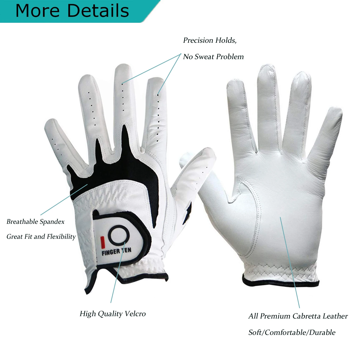 3 Pcs All Weather Cabretta Leather Mens Golf Gloves Natural Fit Velcro Durable Left Hand Lh Right Hand Rh