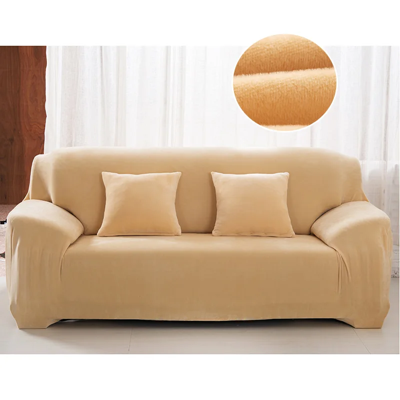 Толстые плюшевые эластичные Чехлы для дивана, хлопок, сплошной цвет, секционный чехол, стрейч, анти-грязный чехол для дивана, чехлы для дивана, для гостиной