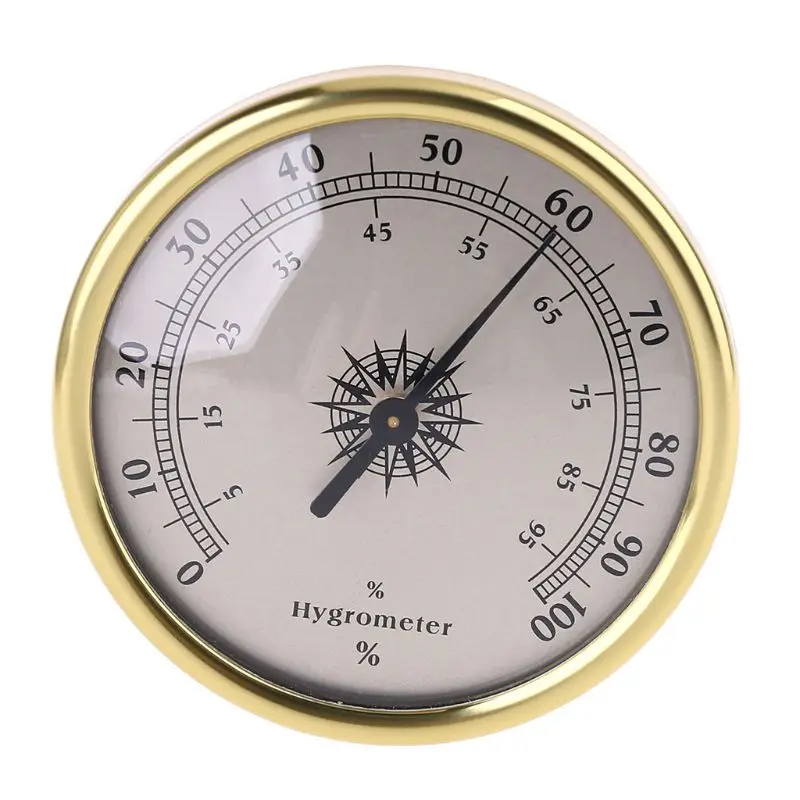 

72mm Round Gold Hygrometer Humidity Meter Gauge Ring Surface - No battery needed B95B
