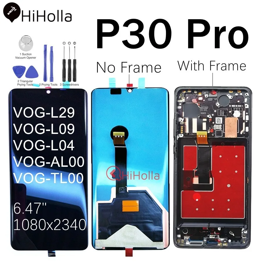 Для 6,4" huawei P30 Pro ЖК-дисплей с сенсорным экраном дигитайзер с рамкой для huawei P30 Pro VOG-L29 ЖК-экран VOG L04 L09 L29