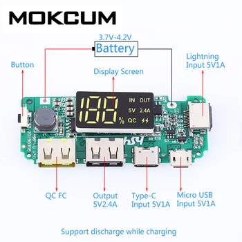 

QC Mobile Power Boost Module 5V 2.4A Charger Circuit Board LCD Display