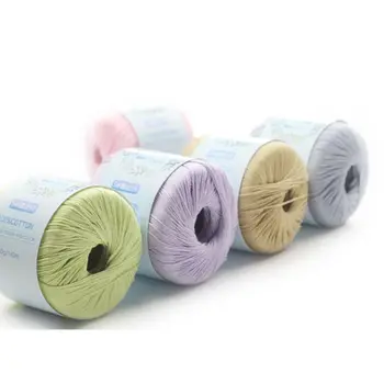 

1 Roll Mercerized Cotton Cord Thread Medium Fine Solid Color DIY Hand Knitting Yarn for Embroidery Crochet Pearl Lace