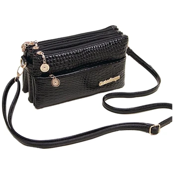 

JHD-Women handbags Small Shoulder Bag Crocodile Pattern Women Messenger Bags for Women Handbag Clutch Black