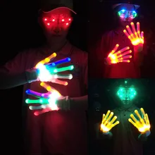 LED Gloves Lights Flashing Finger Lights 5 Colors 6 Modes Halloween Costume Party Novelty Light Up Toys for Kids