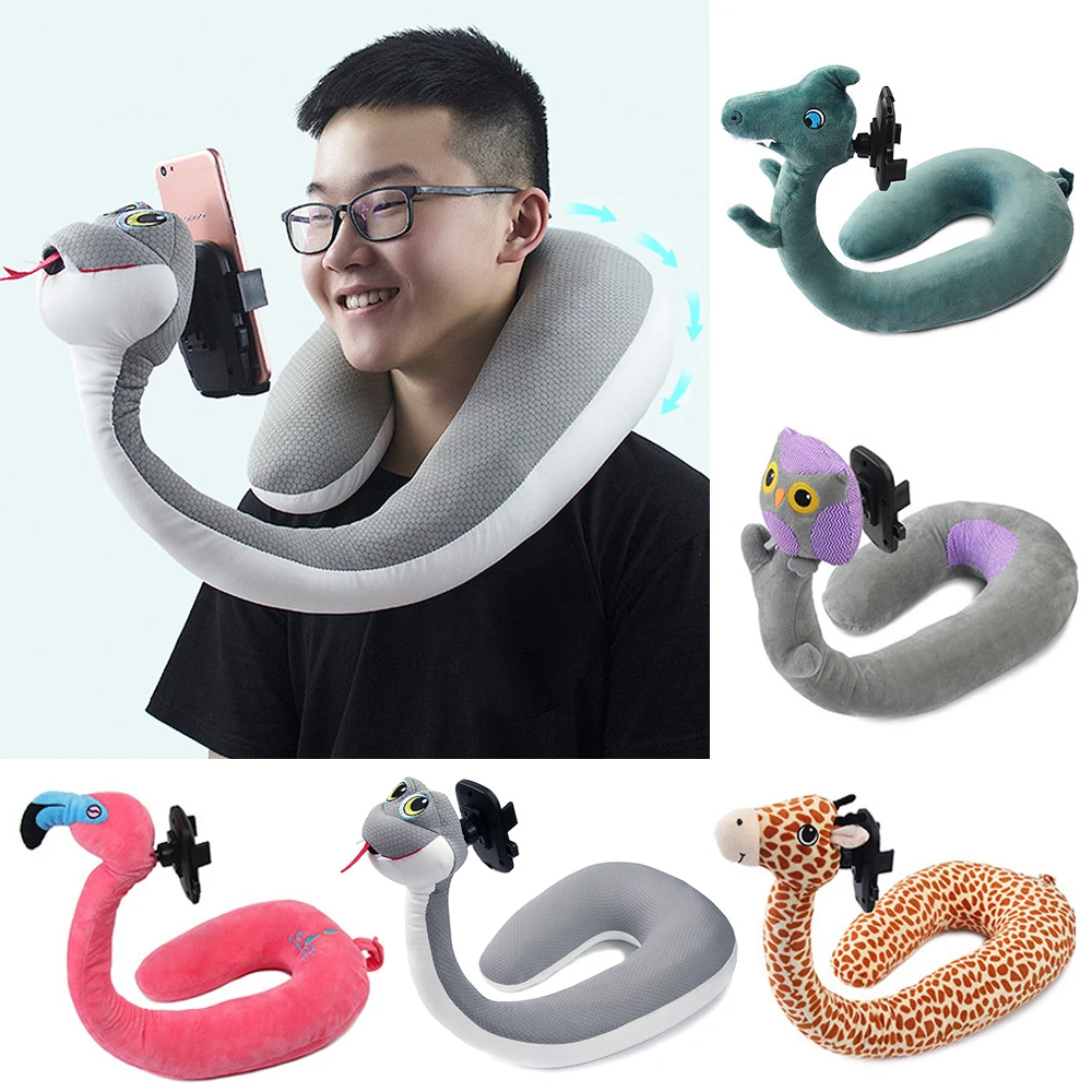 

2019 New Neck Pillow Memory Foam U Shaped Neck Support Pillow Cushion Travel Air Plane Sleep With Phone Holder