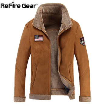 

ReFire Gear Wool Liner Bomber Military Jacket Men Pilot Army Combat Tactical Jacket Winter Warm Thick Fleece Casual Outwear Coat