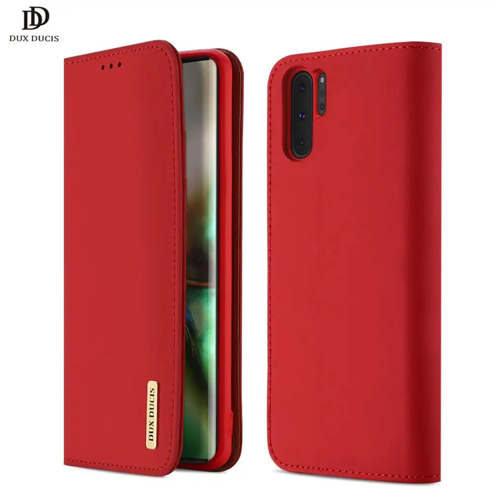 DUX DUCIS Чехол-бумажник из натуральной кожи для Samsung Galaxy Note 10 Plus магнитный откидной