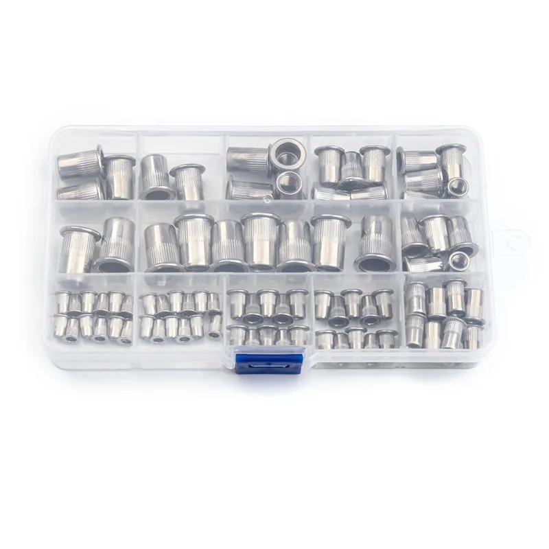HHO-93Pcs из нержавеющей стали Rivnut маленькая потайная головка клепки гайки вставная закладная гайка плоская голова шляпка с заклепками набор